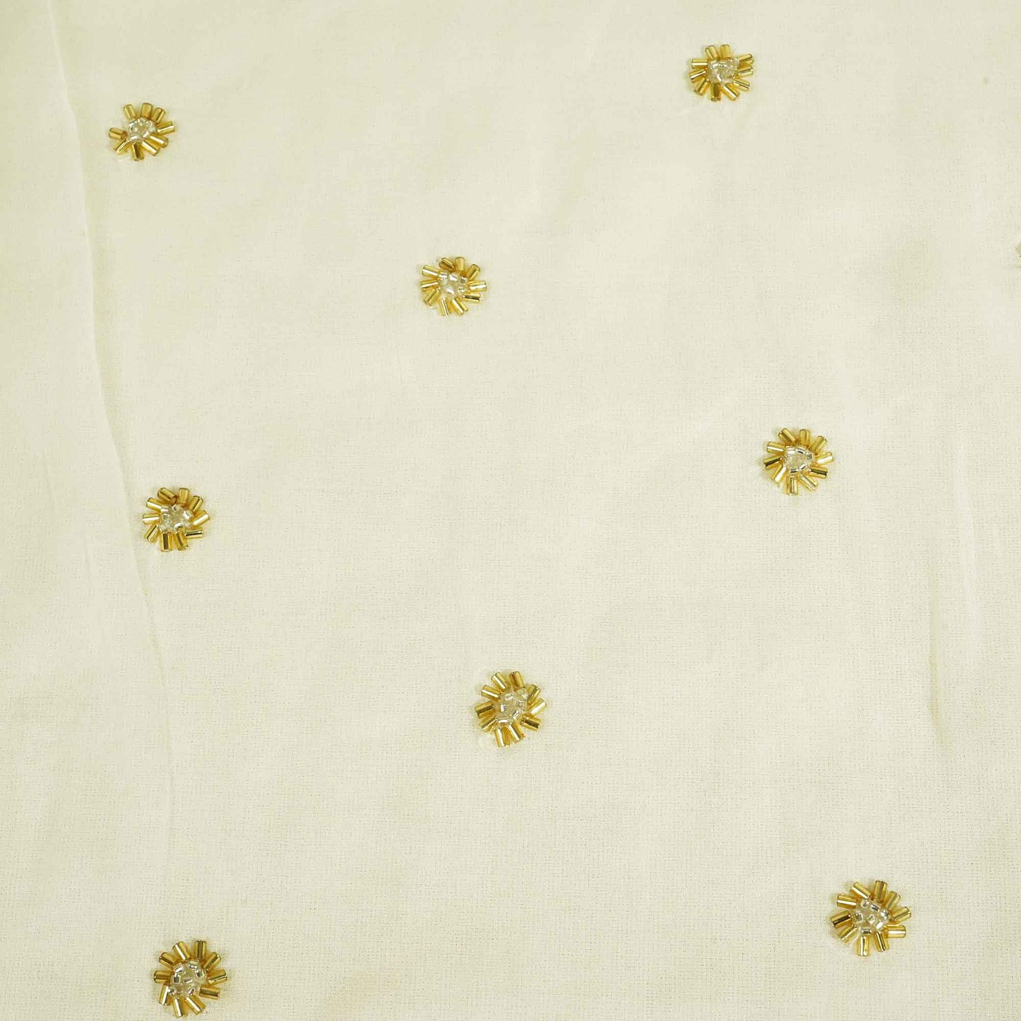 White Golden CutDana Floral Embroidery Georgette KT-17484