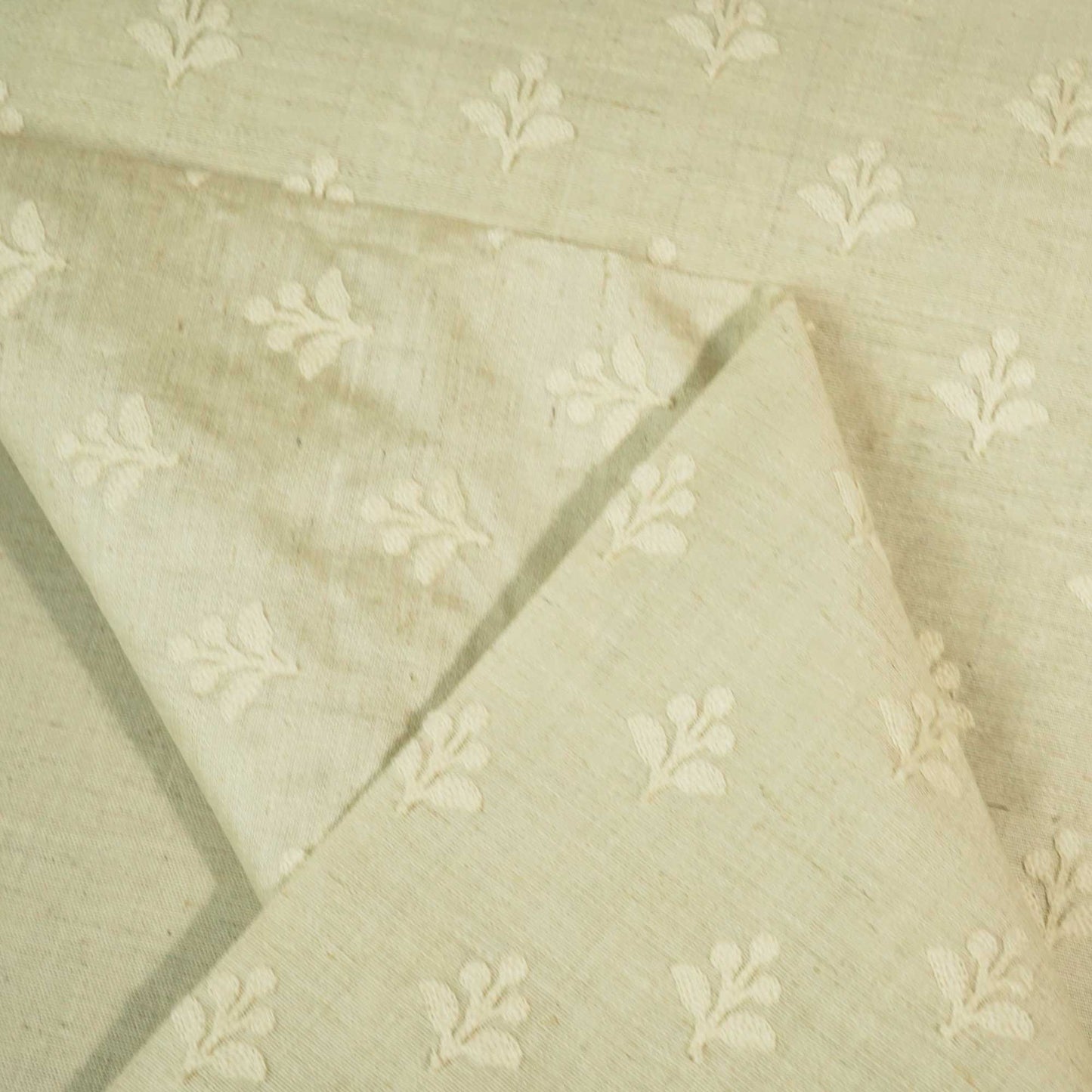 Cream Traditional Embroidery Khadi Silk KT-17489
