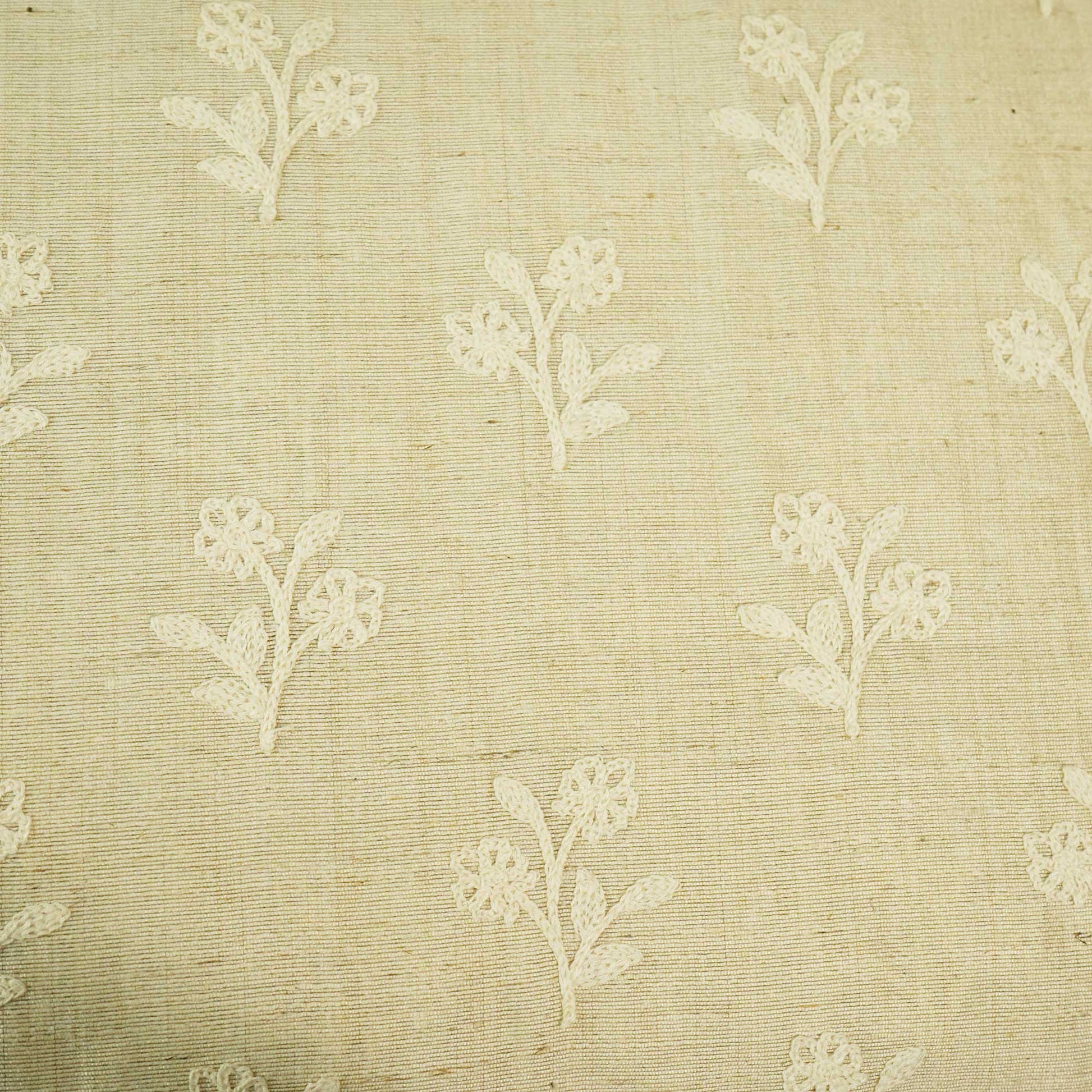 Creame Leaves Embroidery Khadi Silk KT-17490