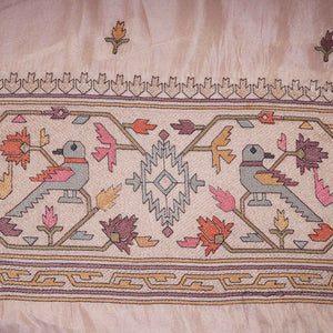 Peach Floral Embroidery Tissue Fabric WI-29175 - TradeUNO