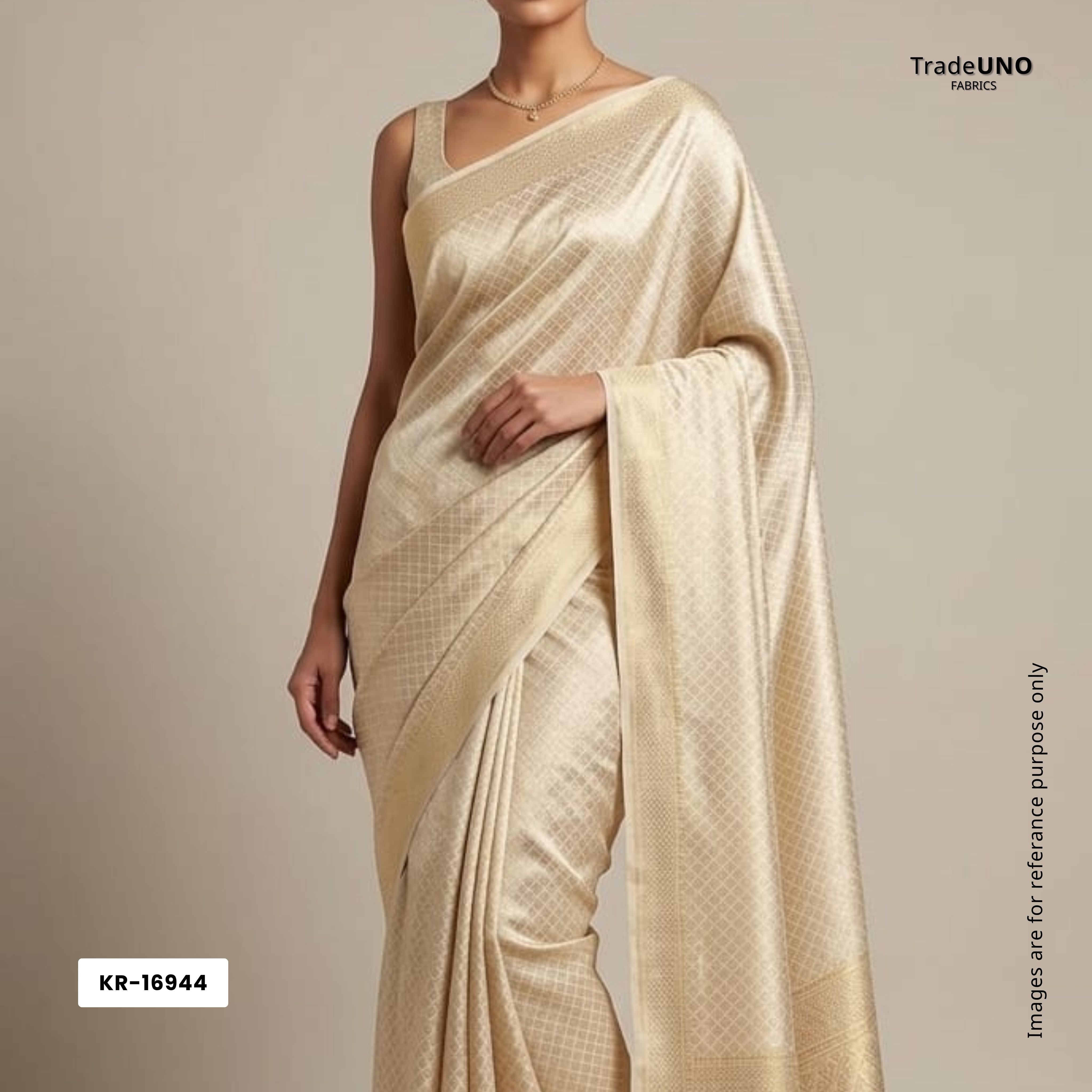 Gold Geometrical Abstract Jacquard Chiffon Silk KRE-16944 - TradeUNO