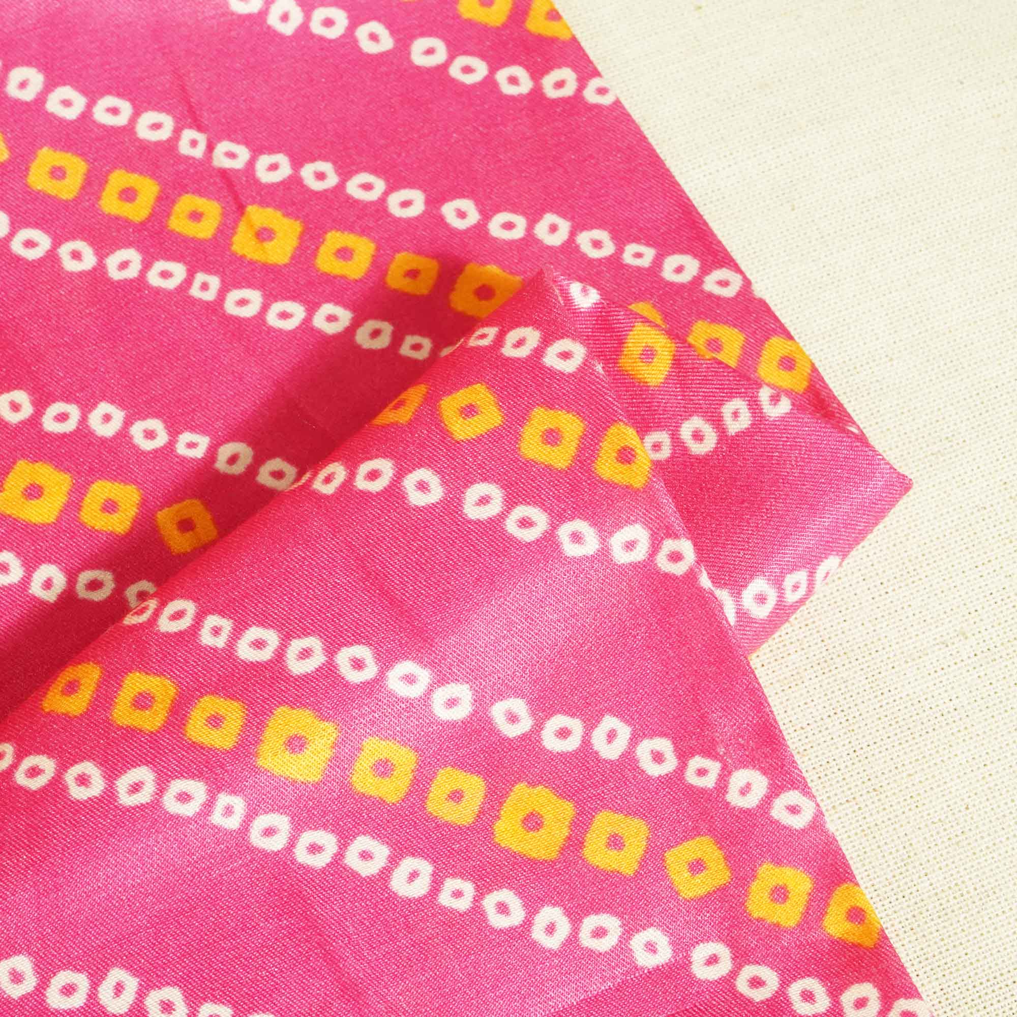 Pink Bandhani Print Gaji Silk GT-17513
