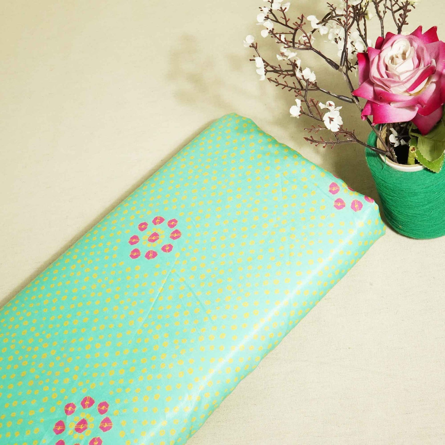 Light Green Bandhani Print Gaji Silk GT-17522