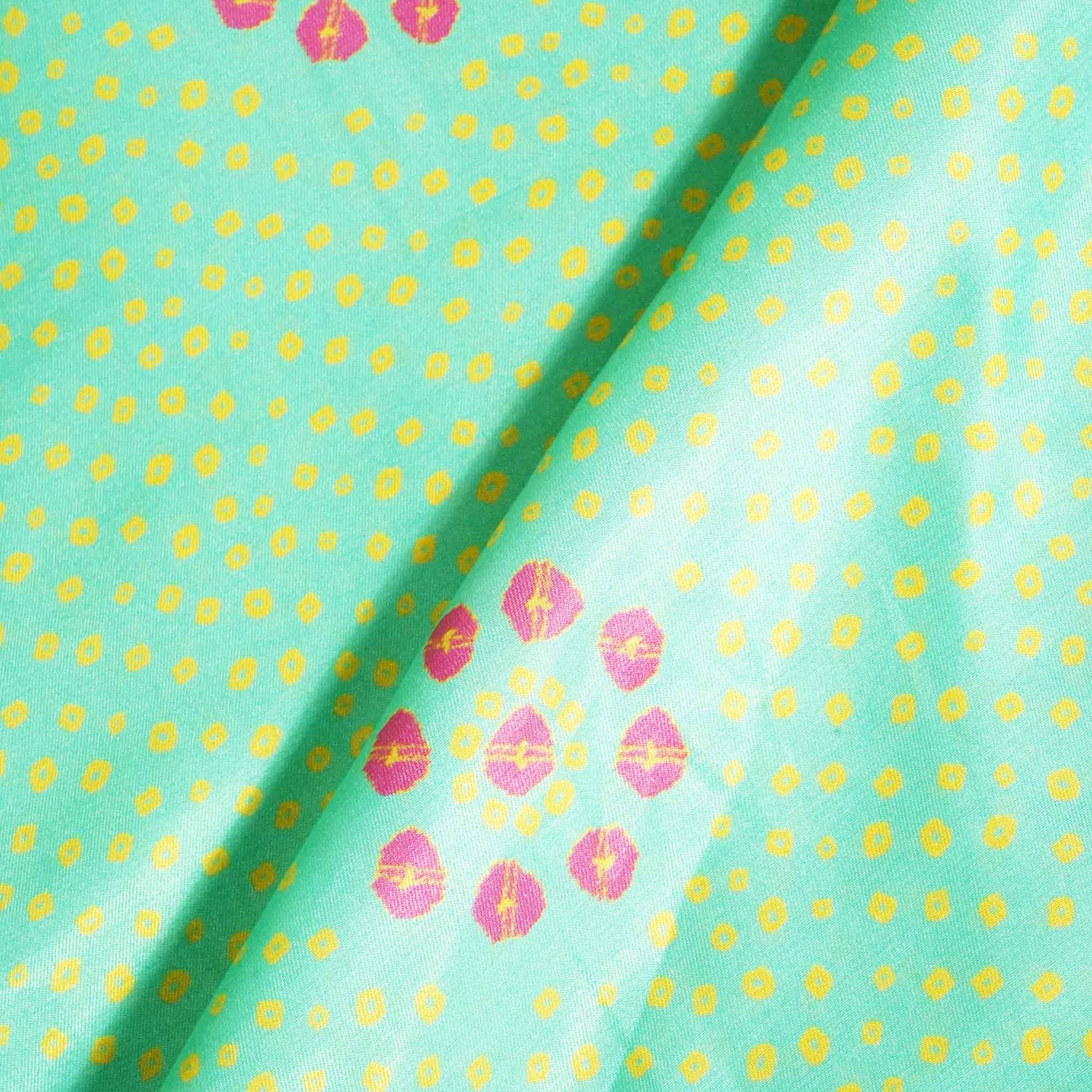 Light Green Bandhani Print Gaji Silk GT-17522