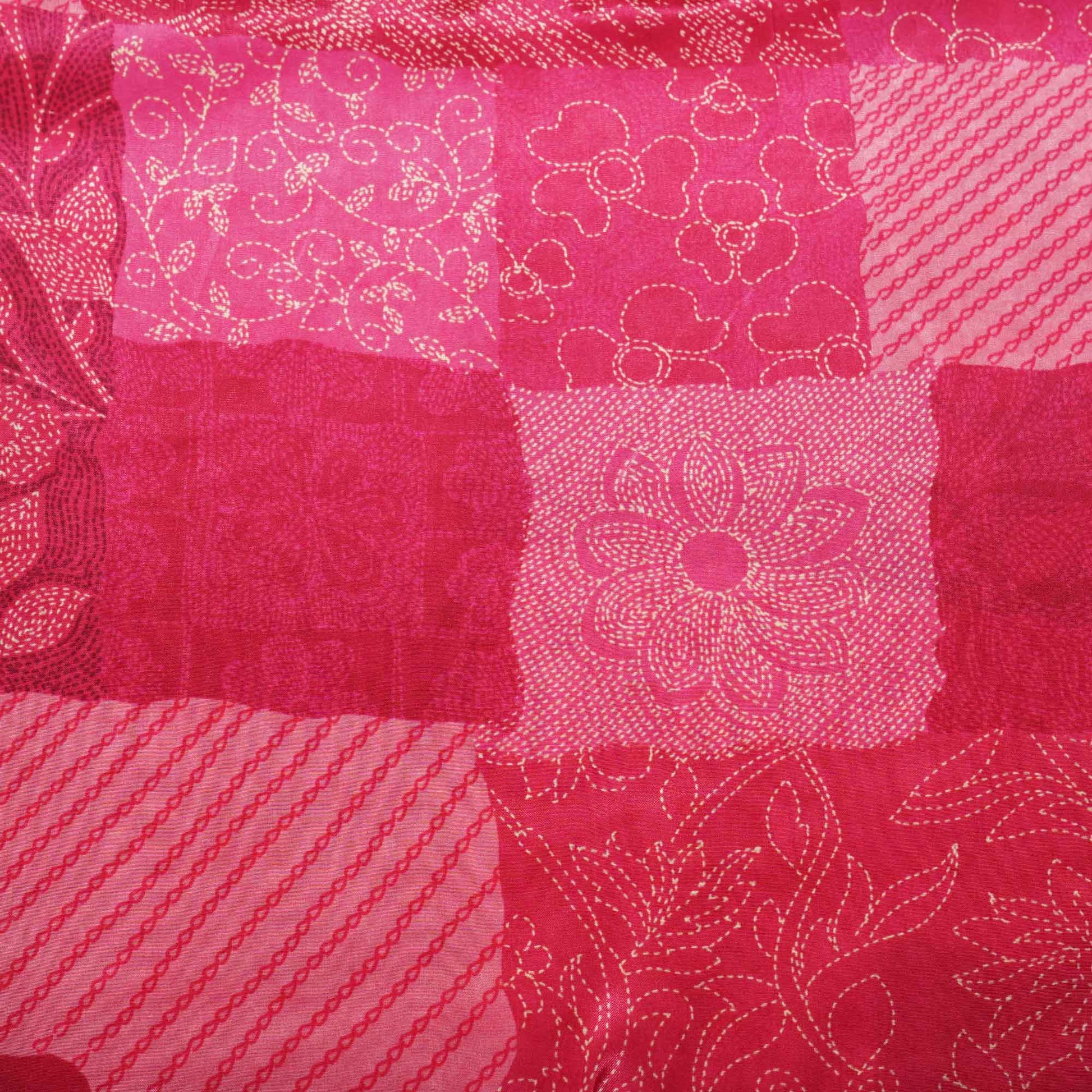 Dark Pink Chec Floral Print Crepe GT-17524