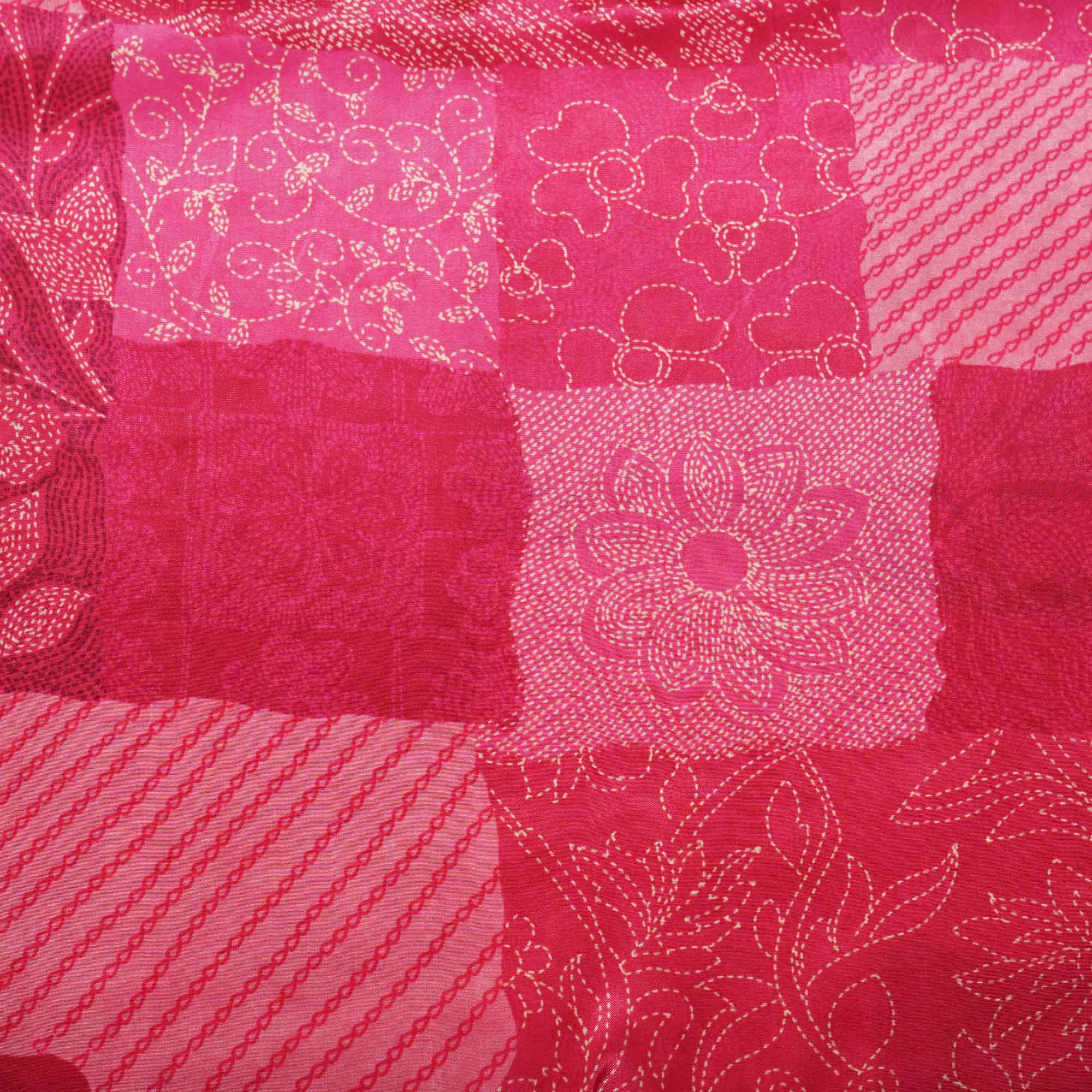 Dark Pink Chec Floral Print Crepe GT-17524