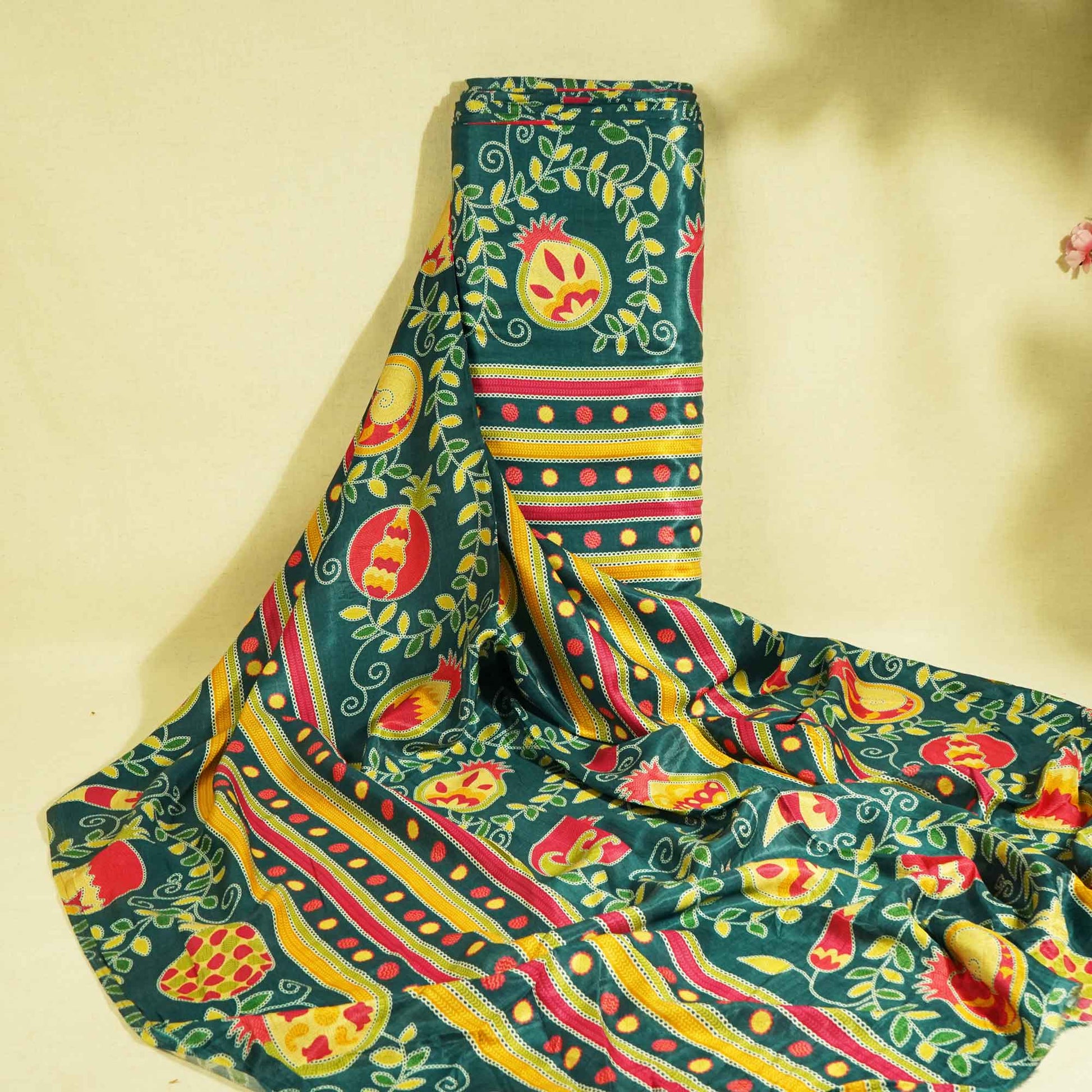 Dark Green Madhubani Print Gaji Silk GT-17525