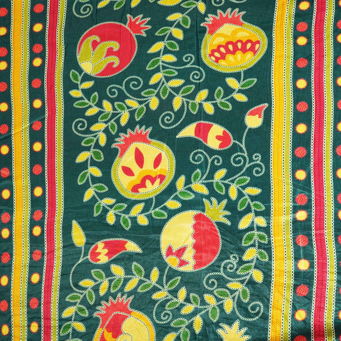 Dark Green Madhubani Print Gaji Silk GT-17525