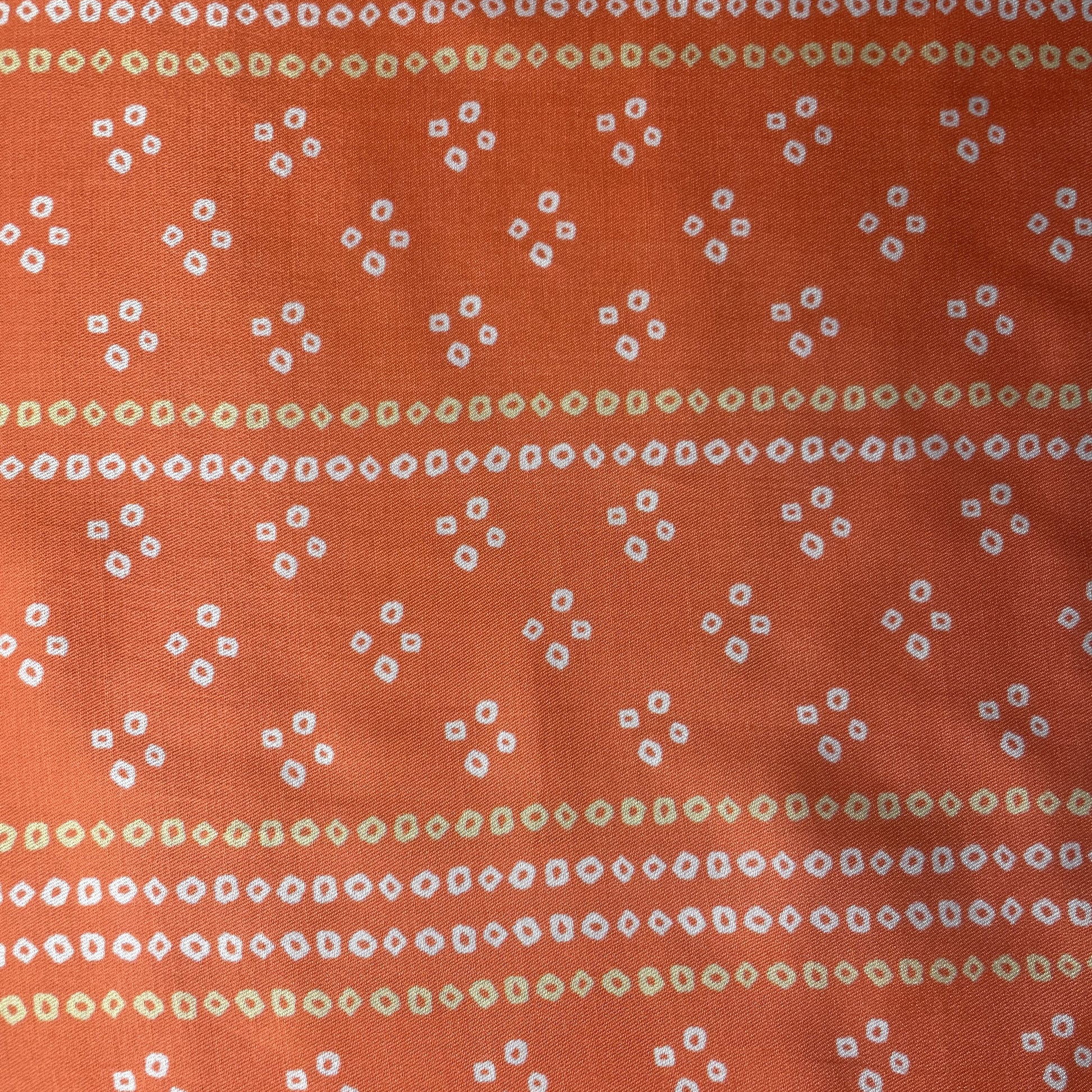 Orange Bandhani Print Gaji Silk Fabric 17530