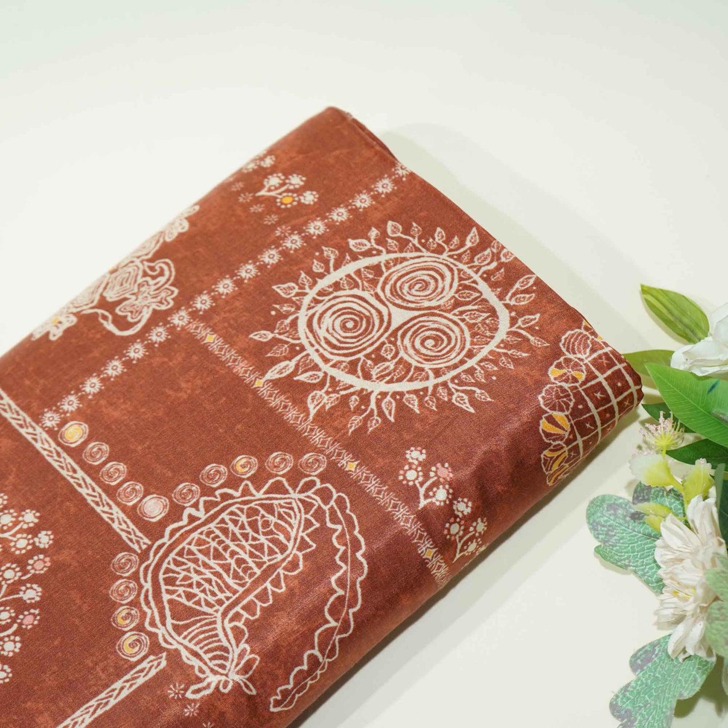 Brown Madhubani Print Gaji Silk GT-17540