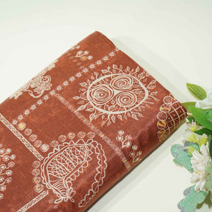 Brown Madhubani Print Gaji Silk GT-17540