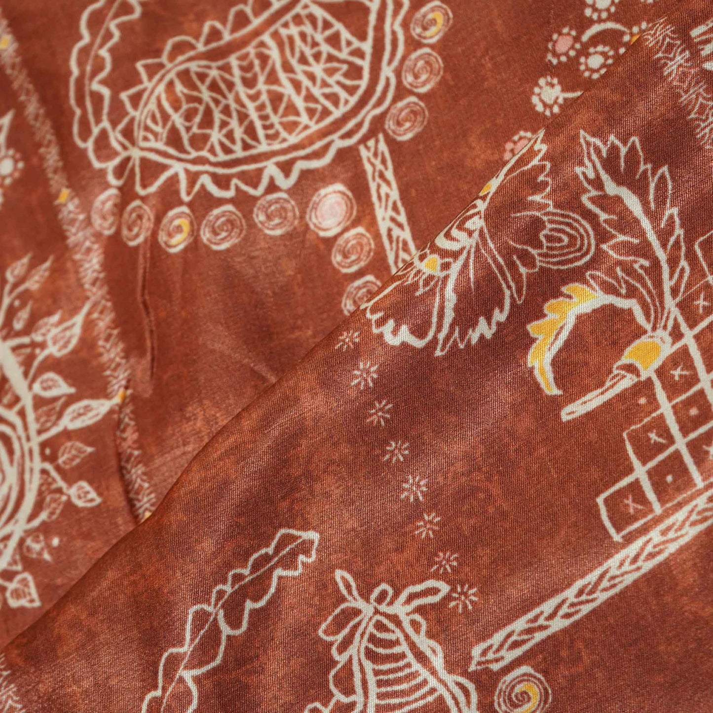 Brown Madhubani Print Gaji Silk GT-17540