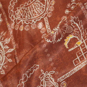 Brown Madhubani Print Gaji Silk GT-17540