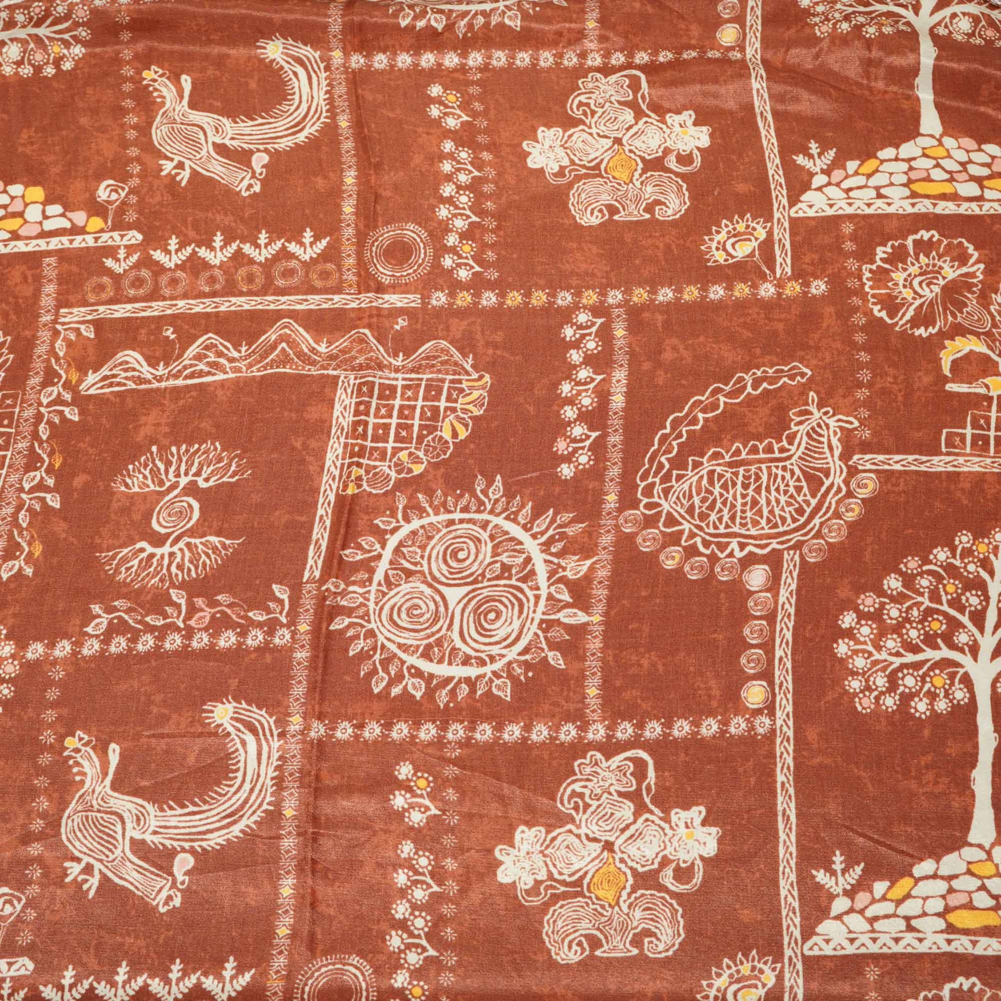 Brown Madhubani Print Gaji Silk GT-17540