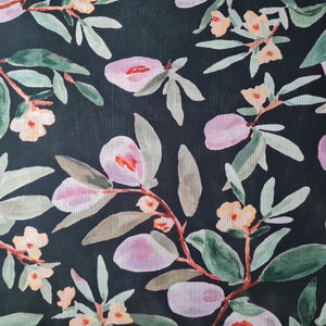 Premium Black Floral Print Cotton Fabric