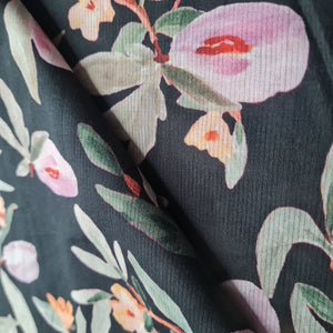 Premium Black Floral Print Cotton Fabric