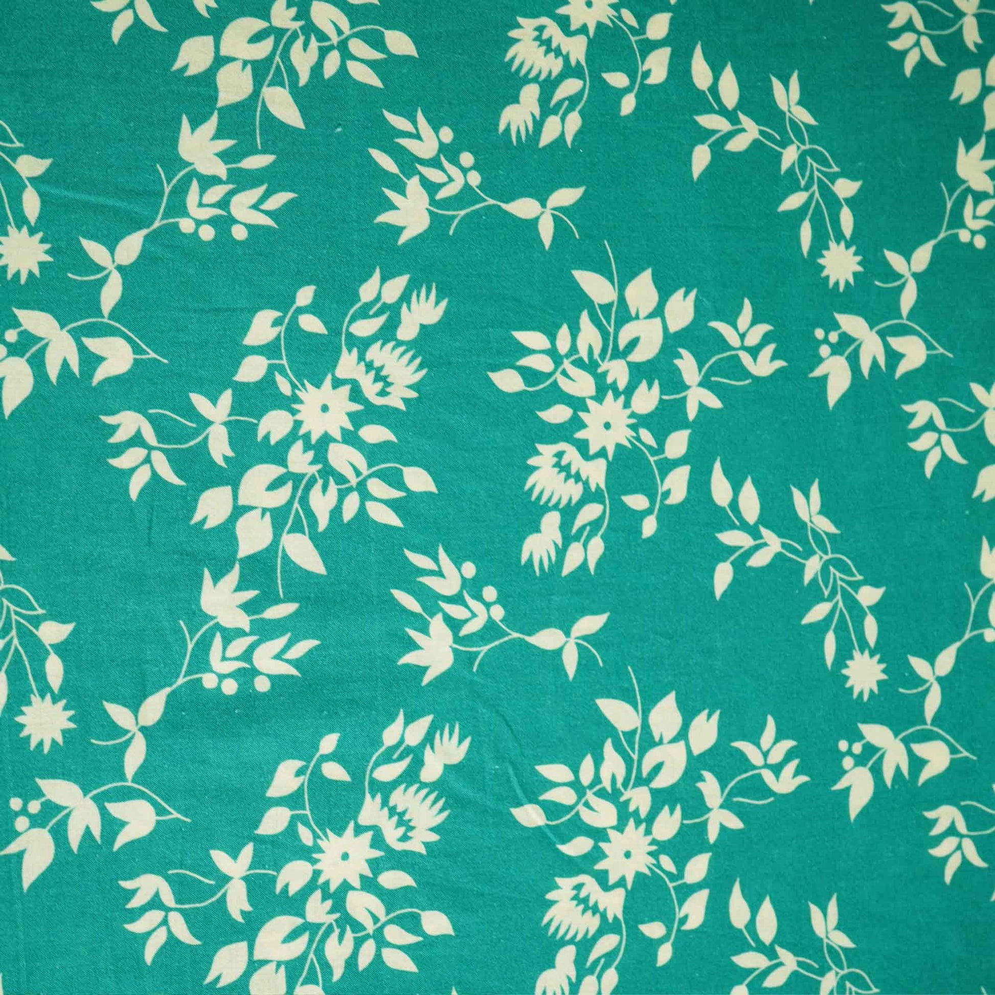 Off White Floral Print Cotton Fabric RT-17583