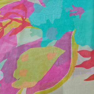 Premium Multicolour Abstract Print Organza  Fabric