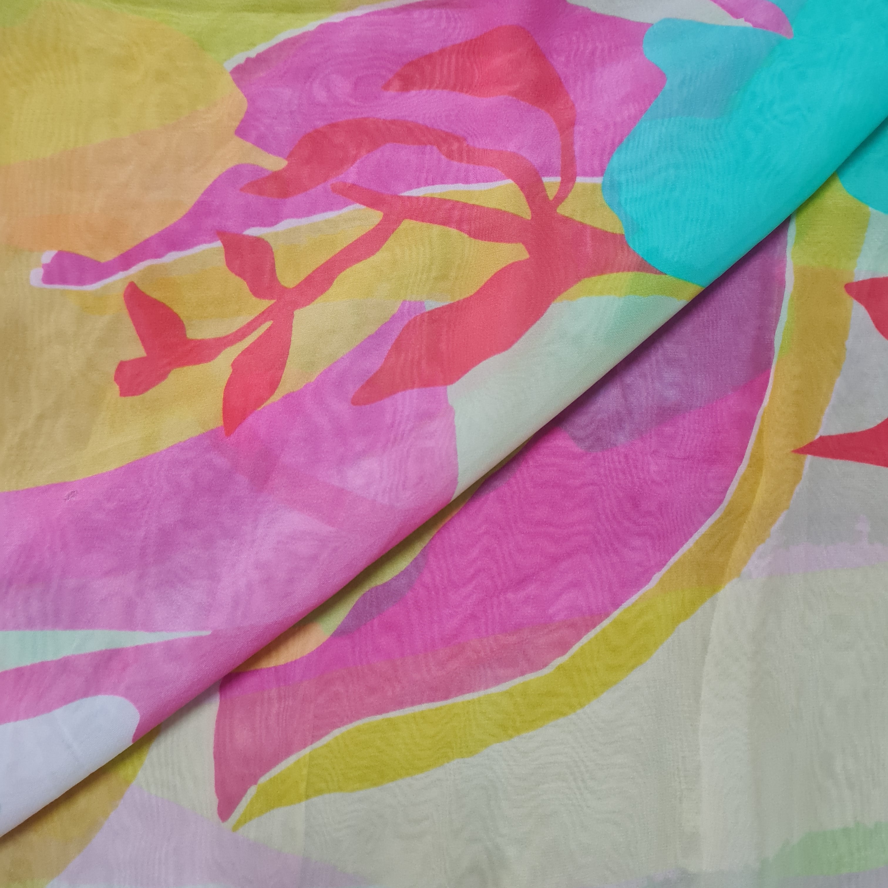 Premium Multicolour Abstract Print Organza  Fabric