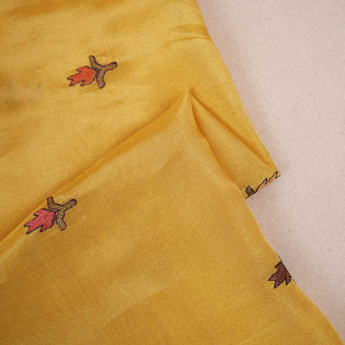 Yellow Floral Embroidery Tissue Fabric WI-29176