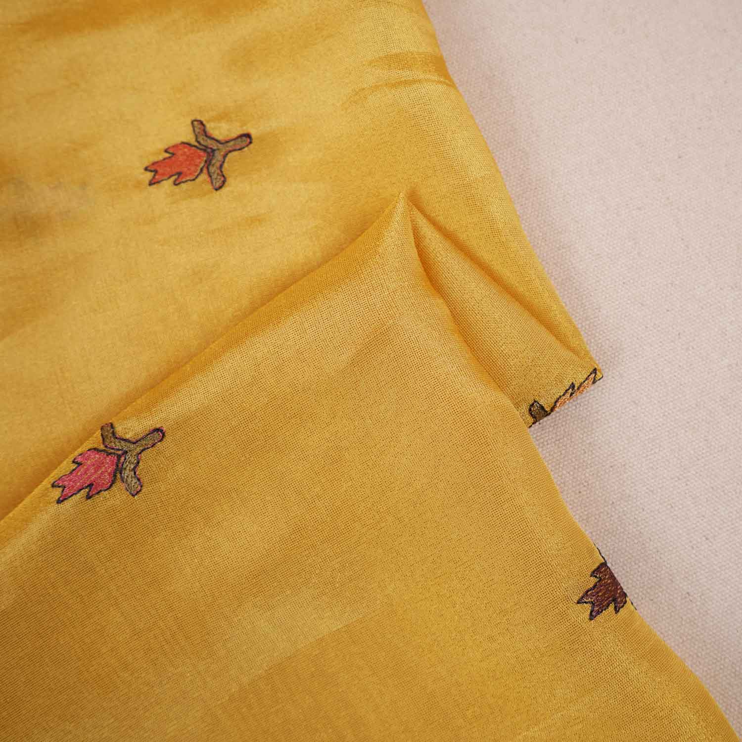 Yellow Floral Embroidery Tissue Fabric WI-29176 - TradeUNO