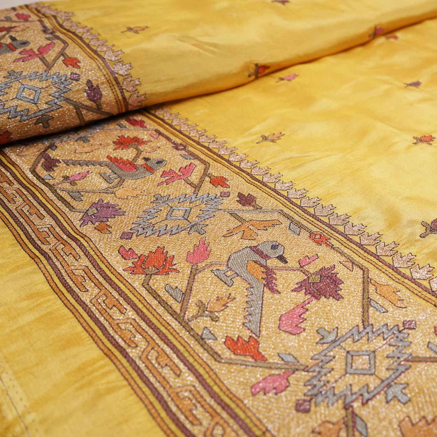 Yellow Floral Embroidery Tissue Fabric WI-29176