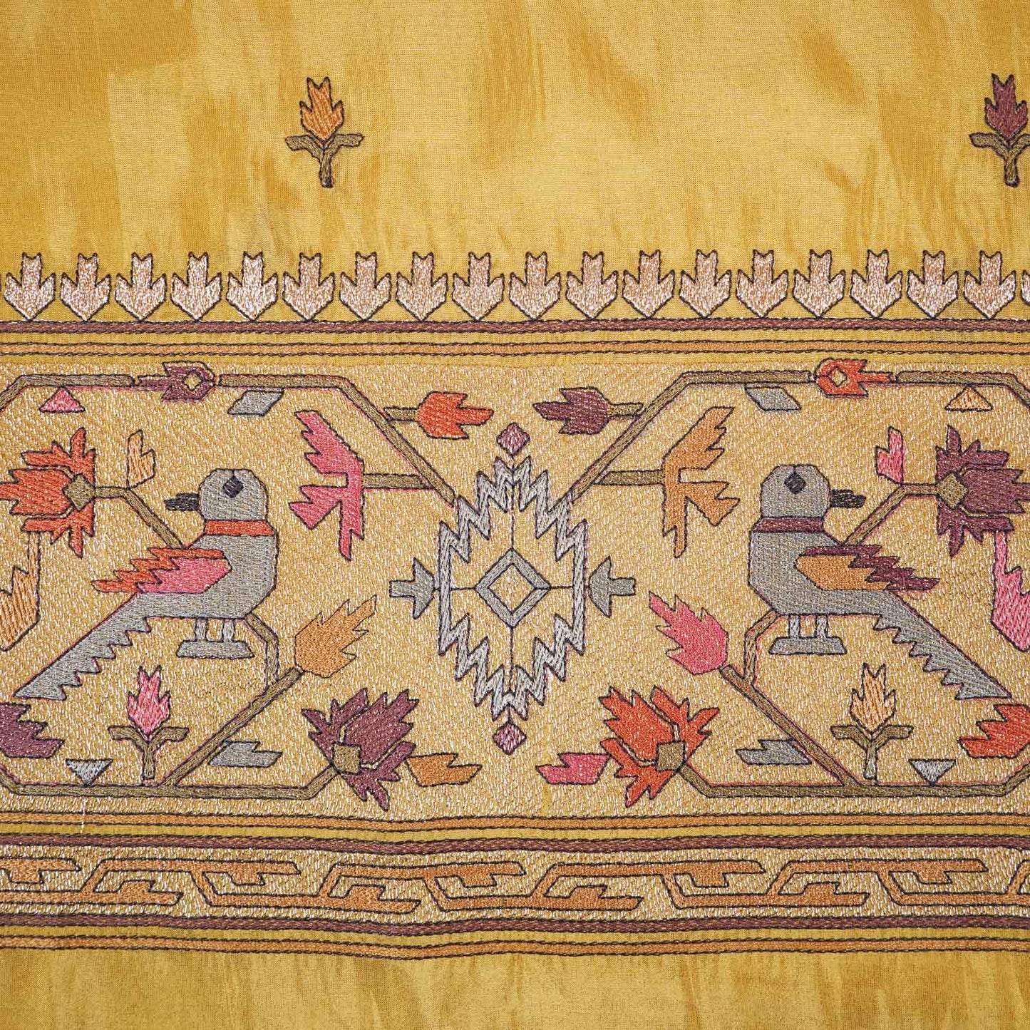 Yellow Floral Embroidery Tissue Fabric WI-29176