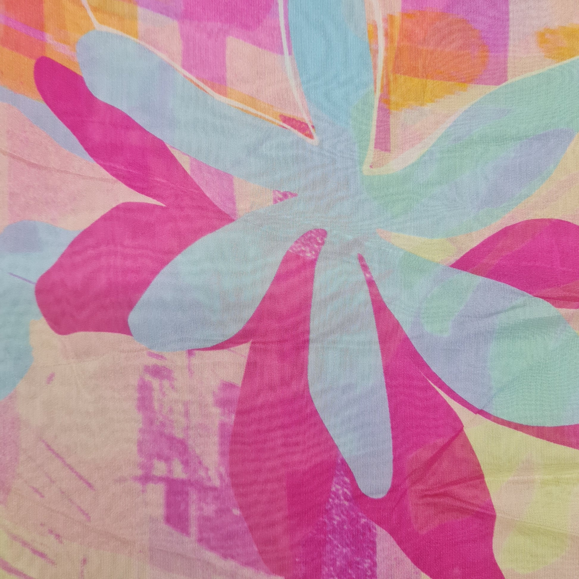 Premium Pink Abstract Print Organza Fabric