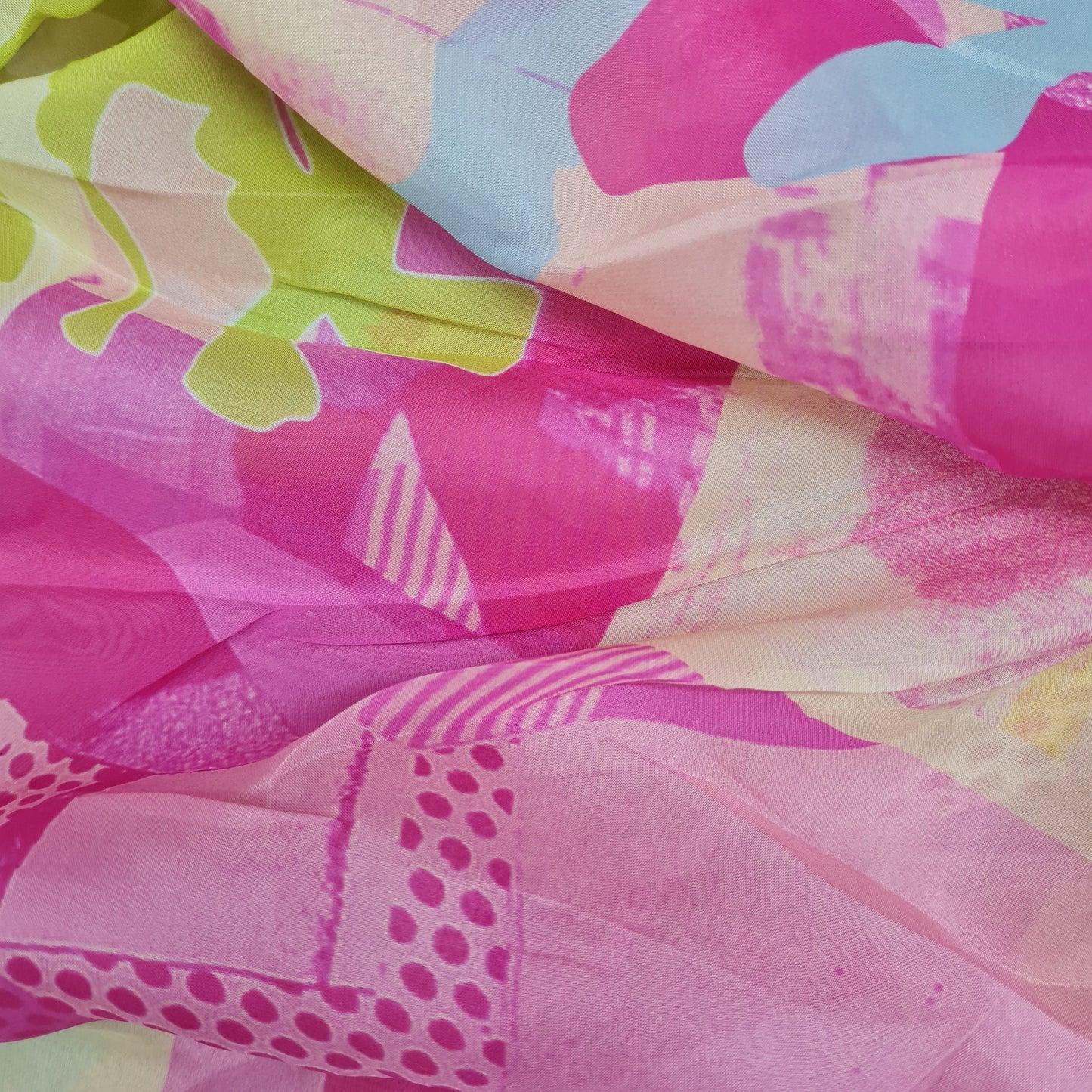 Premium Pink Abstract Print Organza Fabric
