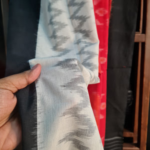 Premium Black and Red IKKAT Prints Dupatta Cotton Fabric