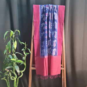 Premium Maroon and Blue IKKAT Prints Dupatta Cotton Fabric