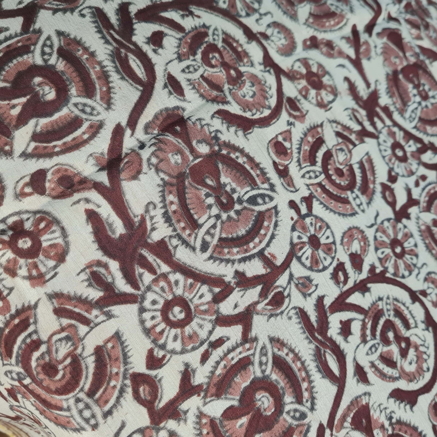 Premium Brown Kalamkari Prints Dupatta Silk Fabric