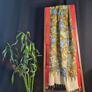 Premium Green Rkalamkari Prints Pen Rkalamkari Dupatta Fabric