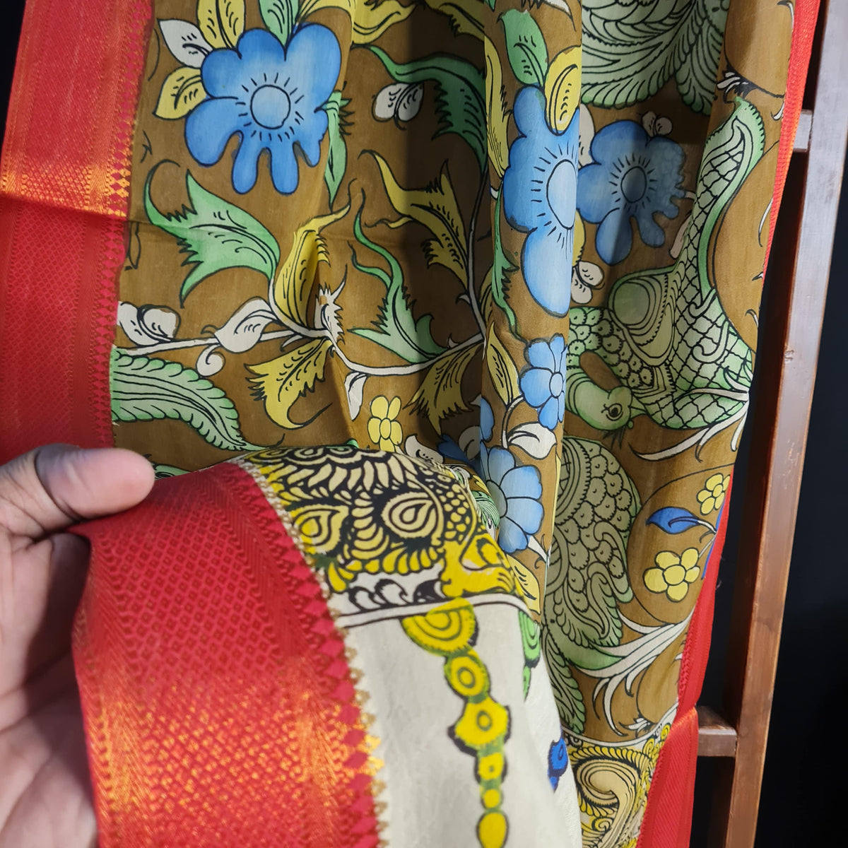Premium Green Rkalamkari Prints Pen Rkalamkari Dupatta Fabric