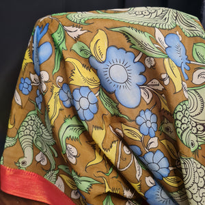 Premium Green Rkalamkari Prints Pen Rkalamkari Dupatta Fabric