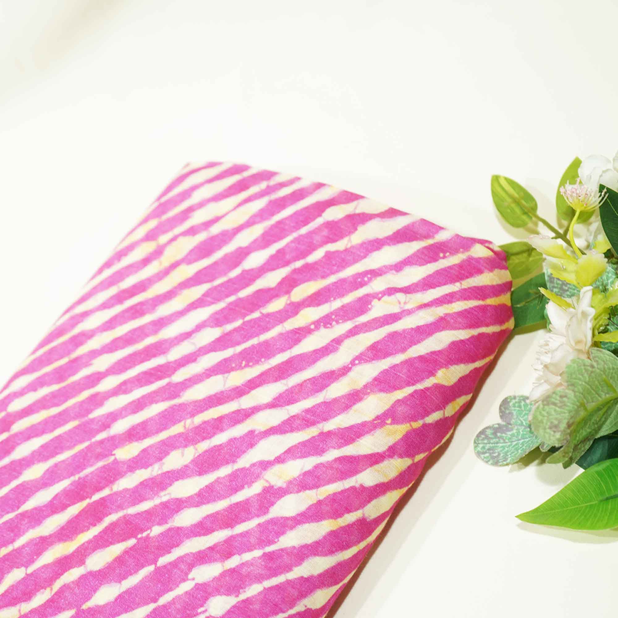 Pink Lehariya Chanderi Print Chanderi Silk Fabric GT-42-17702