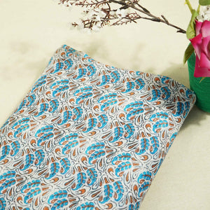 Sky Blue Indigo Floral Print Mulmul Fabric GT-90-17710
