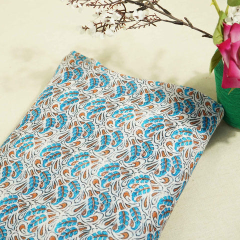 Sky Blue Indigo Floral Print Mulmul Fabric GT-90-17710