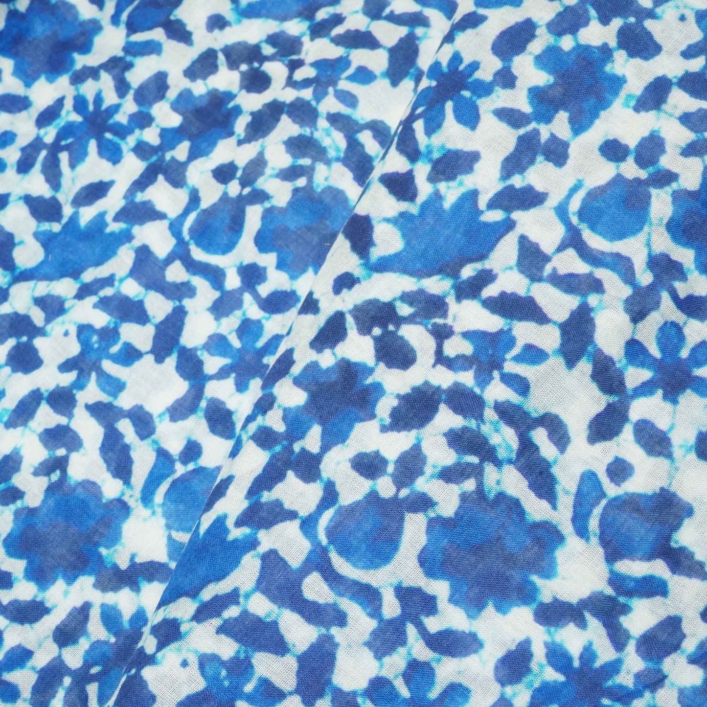 Blue and White Indigo Handblock Print Mulmul Fabric GT-90-17711