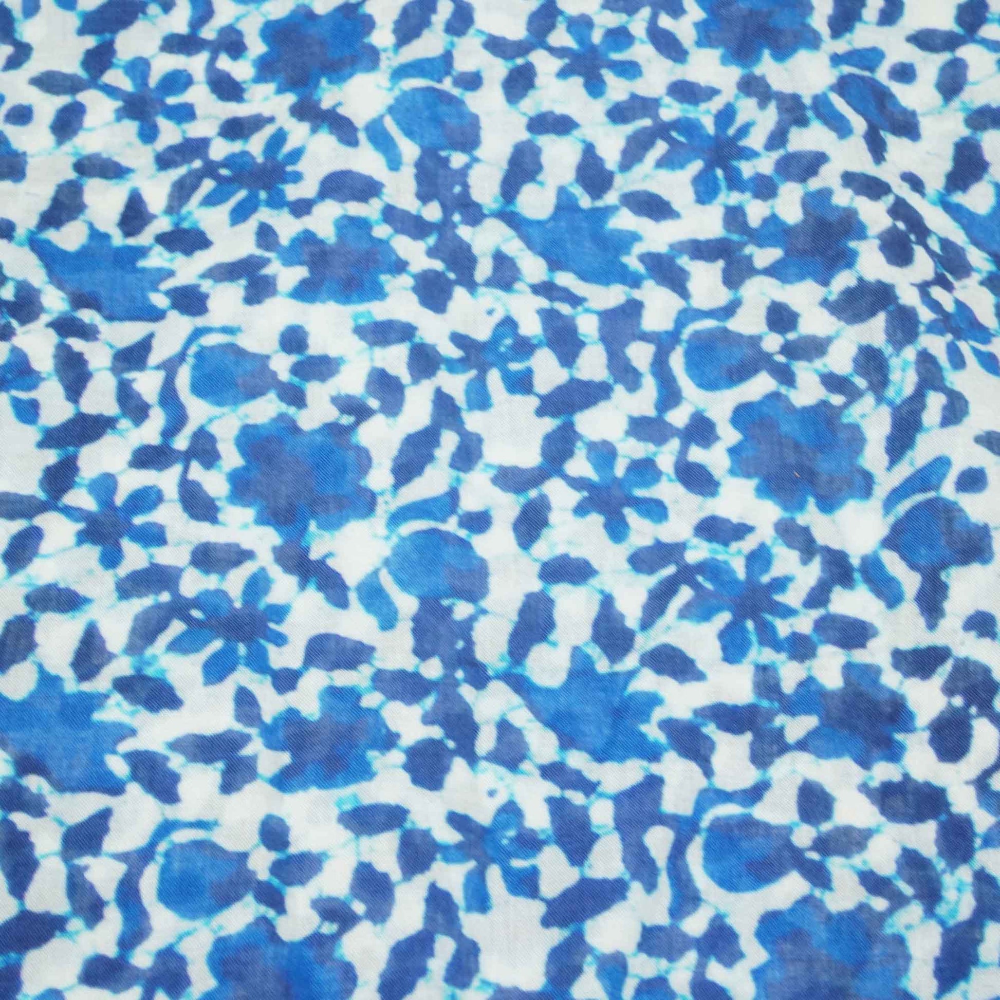 Blue and White Indigo Handblock Print Mulmul Fabric GT-90-17711