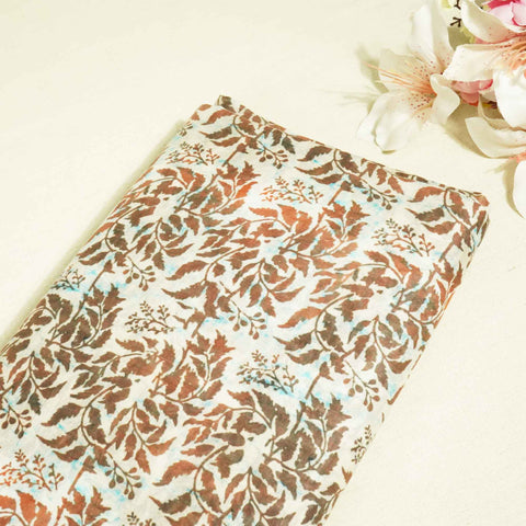 Brown Handblock Print Mulmul Fabric GT-90-17720