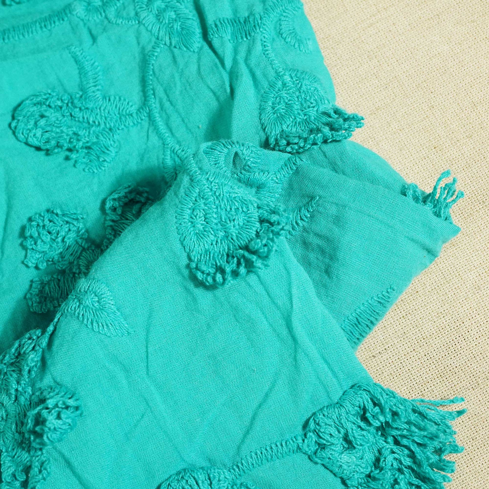 Sky Blue 3D Embroidery Cotton Fabric PC-30-17754