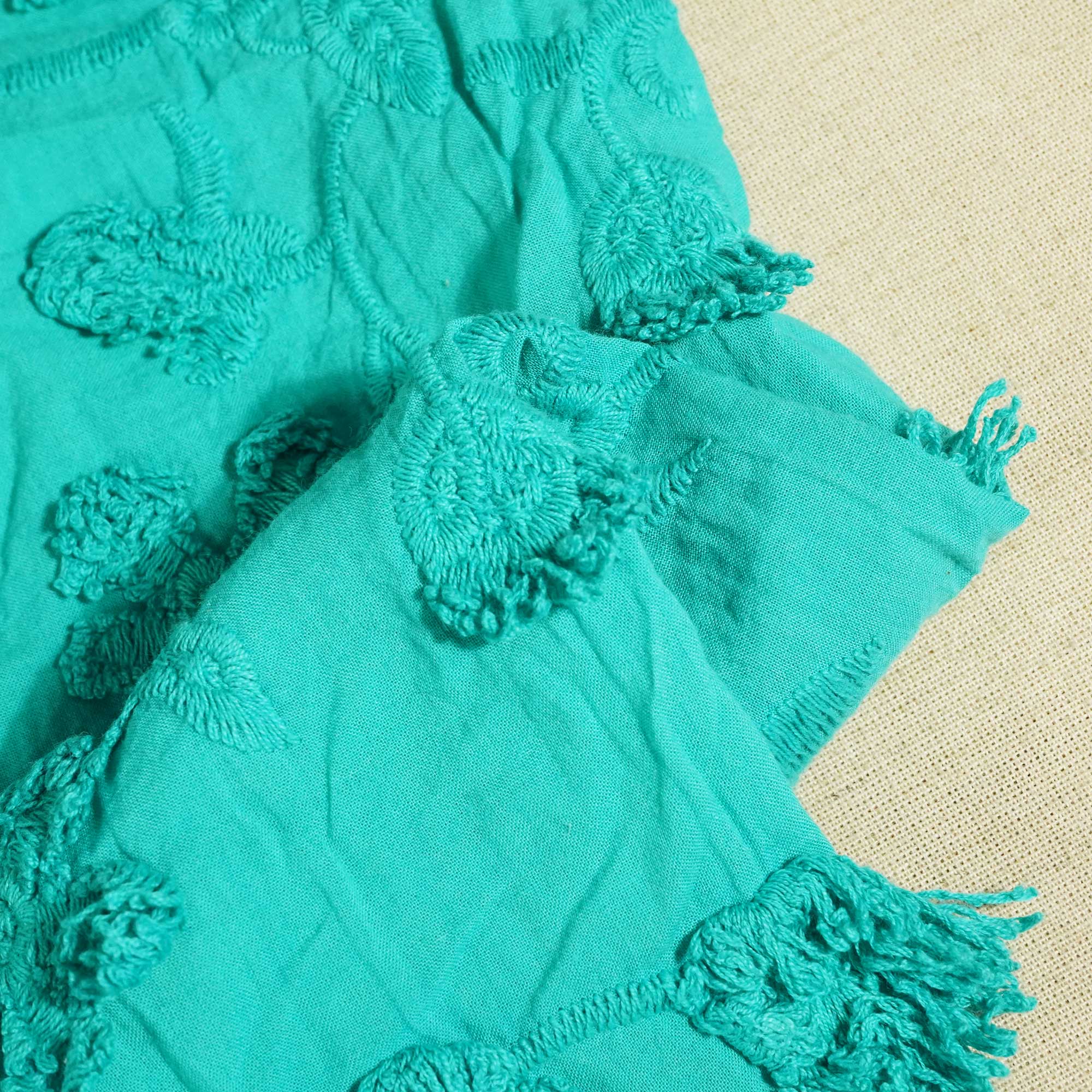 Sky Blue 3D Embroidery Cotton Fabric PC-30-17754