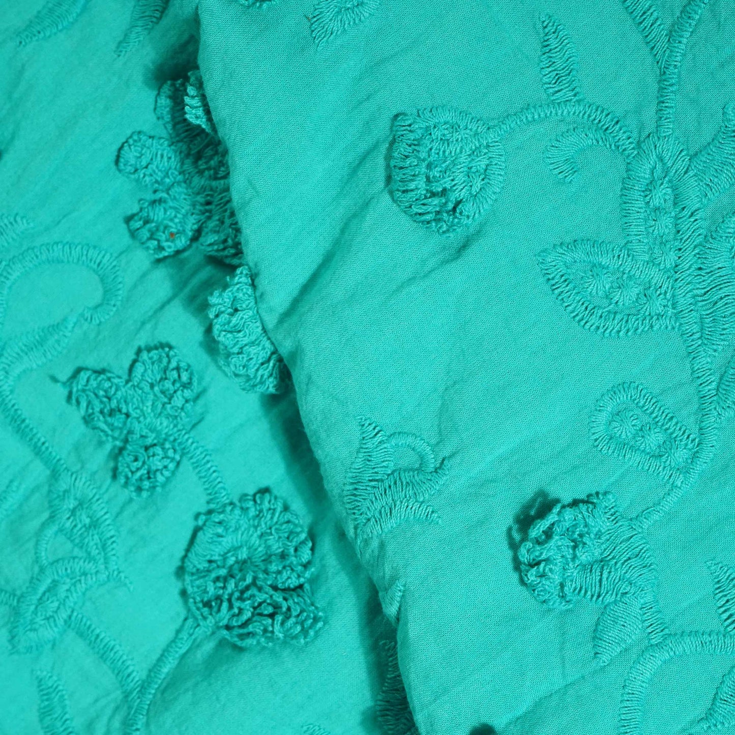 Sky Blue 3D Embroidery Cotton Fabric PC-30-17754