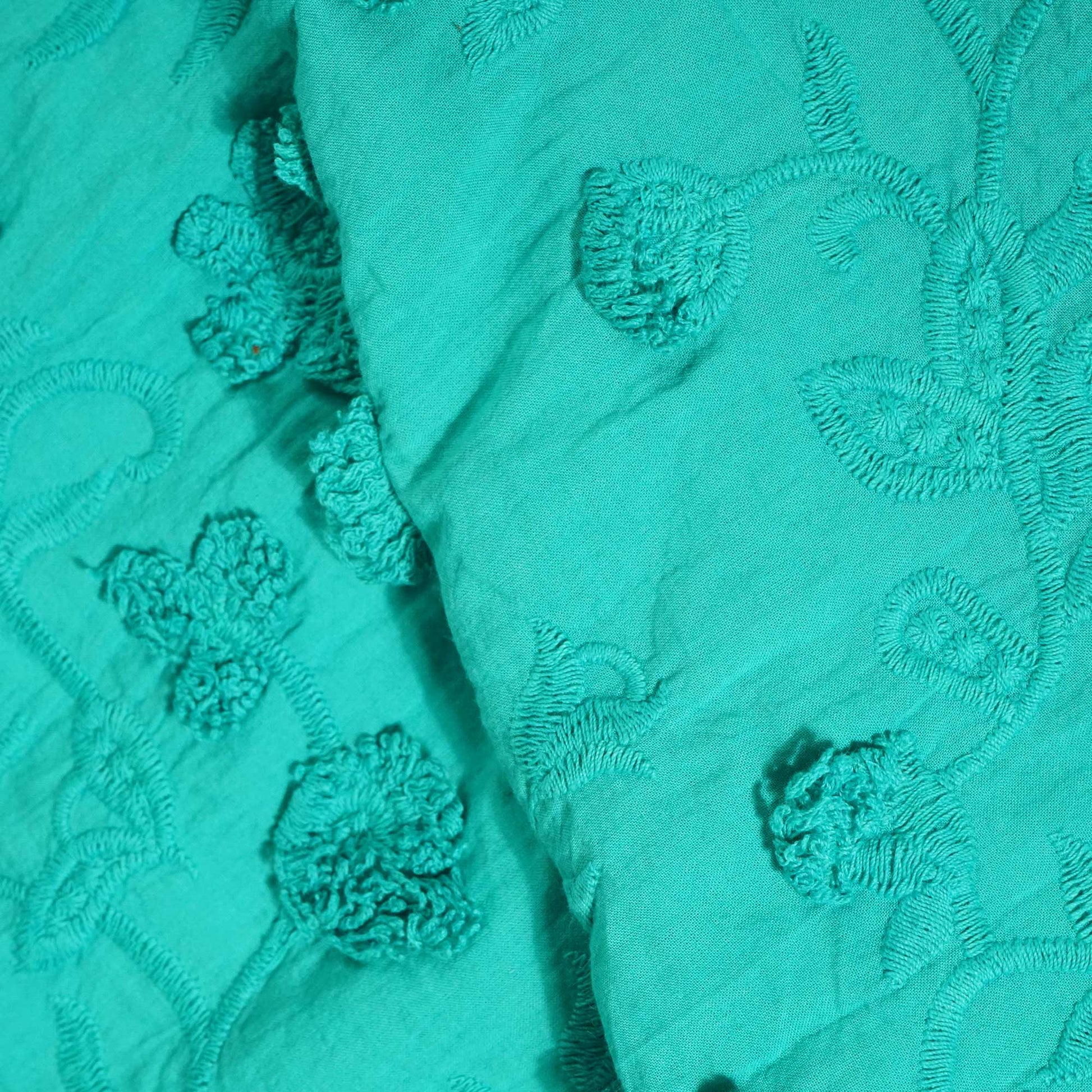 Sky Blue 3D Embroidery Cotton Fabric PC-30-17754