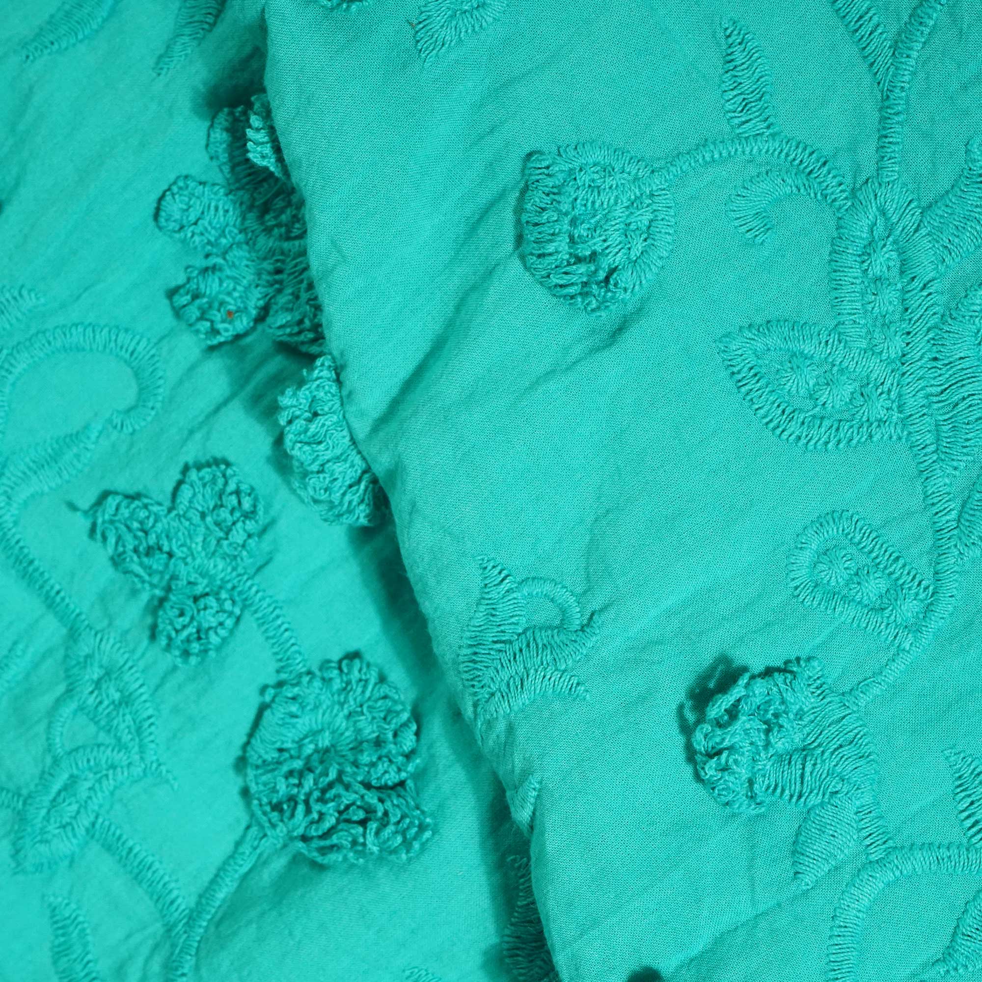 Sky Blue 3D Embroidery Cotton Fabric PC-30-17754