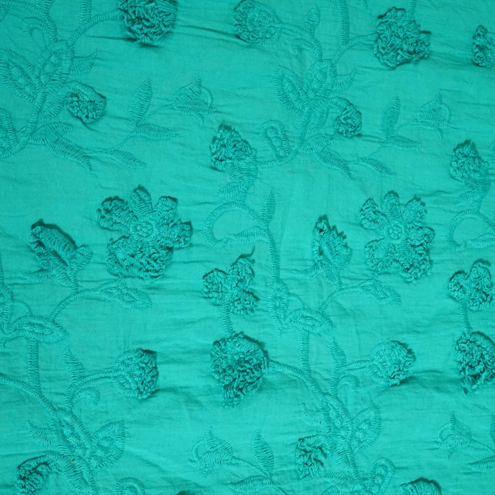 Sky Blue 3D Embroidery Cotton Fabric PC-30-17754