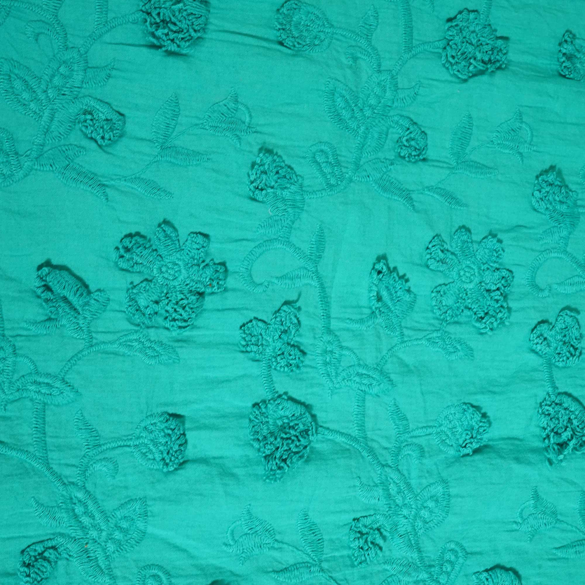 Sky Blue 3D Embroidery Cotton Fabric PC-30-17754