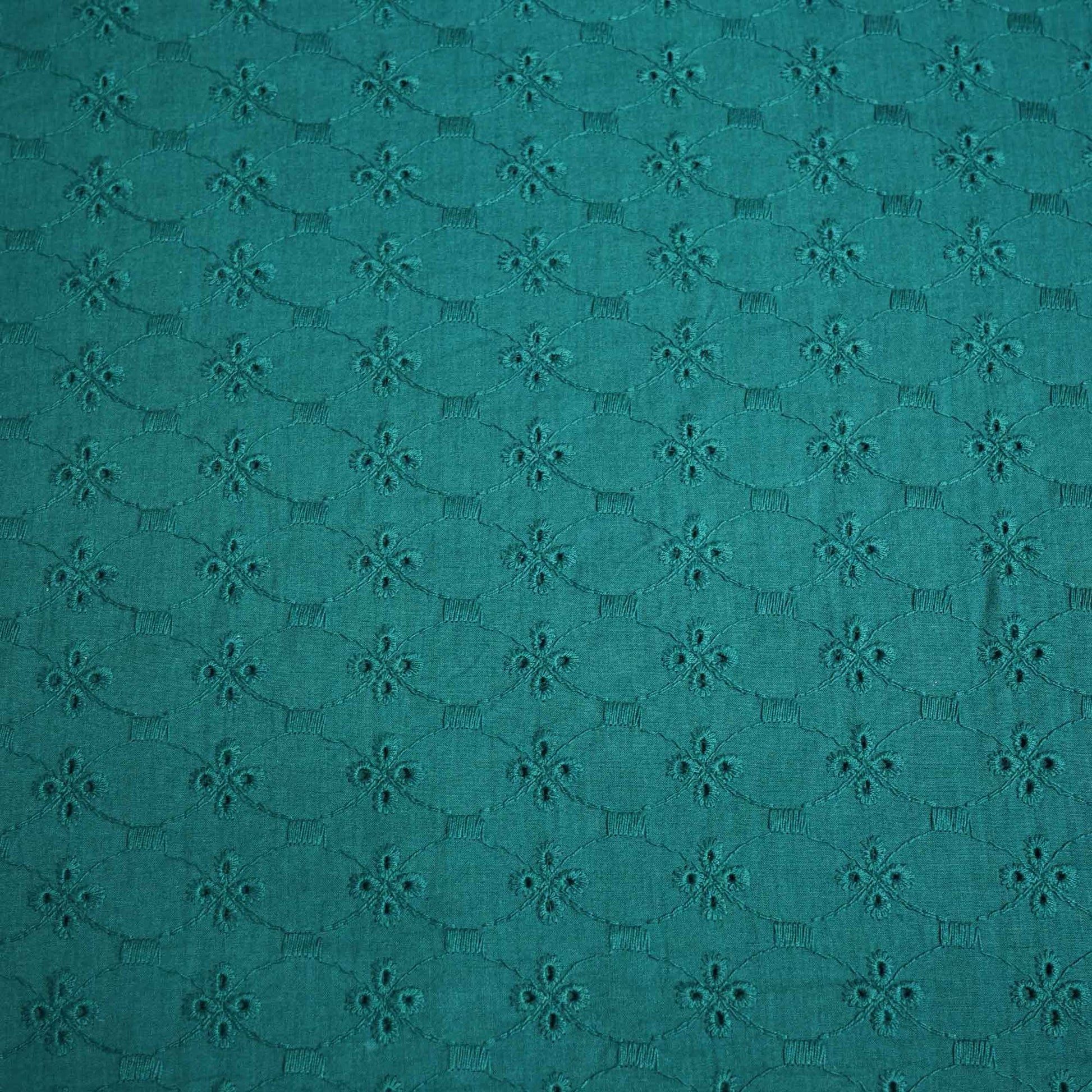 Dark Green Floral Embroidery Cotton Schiffli 6197 SK-17793