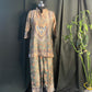 Brown and Green Floral Print Co-Ord Set(Satin Linen) 17809